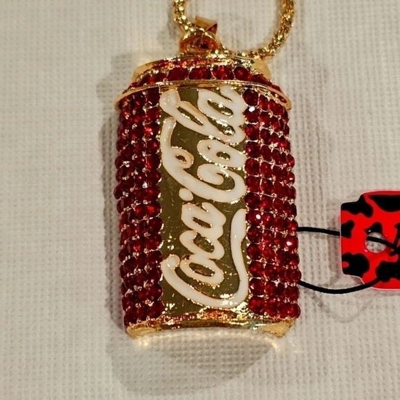 BETSEY Johnson 28" Shiny Red Enamel & Rhinestone Coca Cola neckl… - Picture 8 of 11